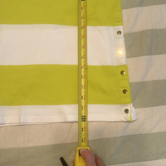 Ann Taylor, tank top, blue and green block striped with gold buttons size M - Picture 9 of 9